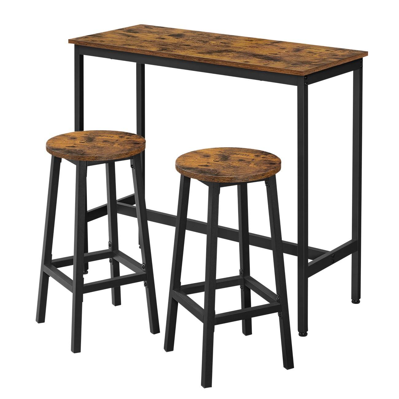 VASAGLE Set tafel en stoelen Bruin Industrieel 3 Stuks