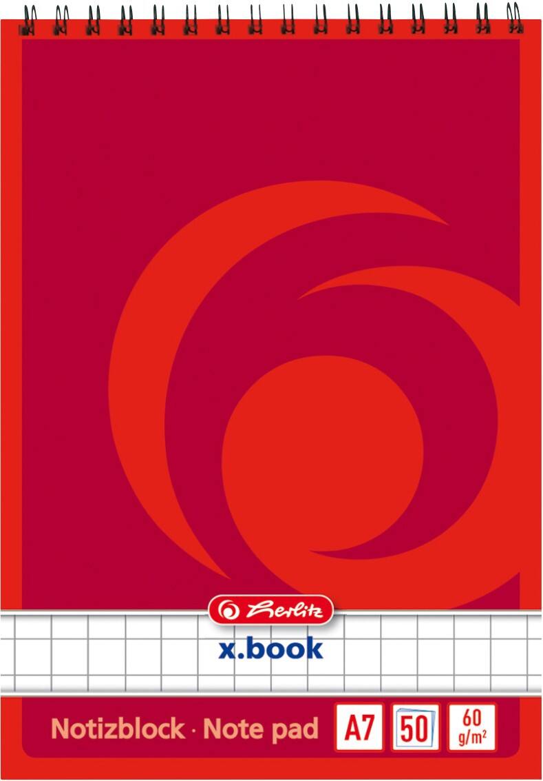 herlitz Notitieblok A7 Rood 50 Vellen Geruit
