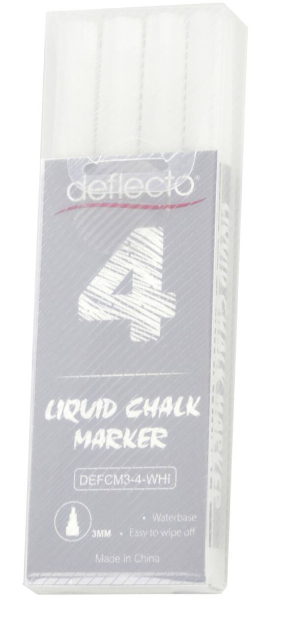Deflecto Niet-permanent Krijtmarker Wit Fijn Beitelpunt 3 mm 4 Stuks