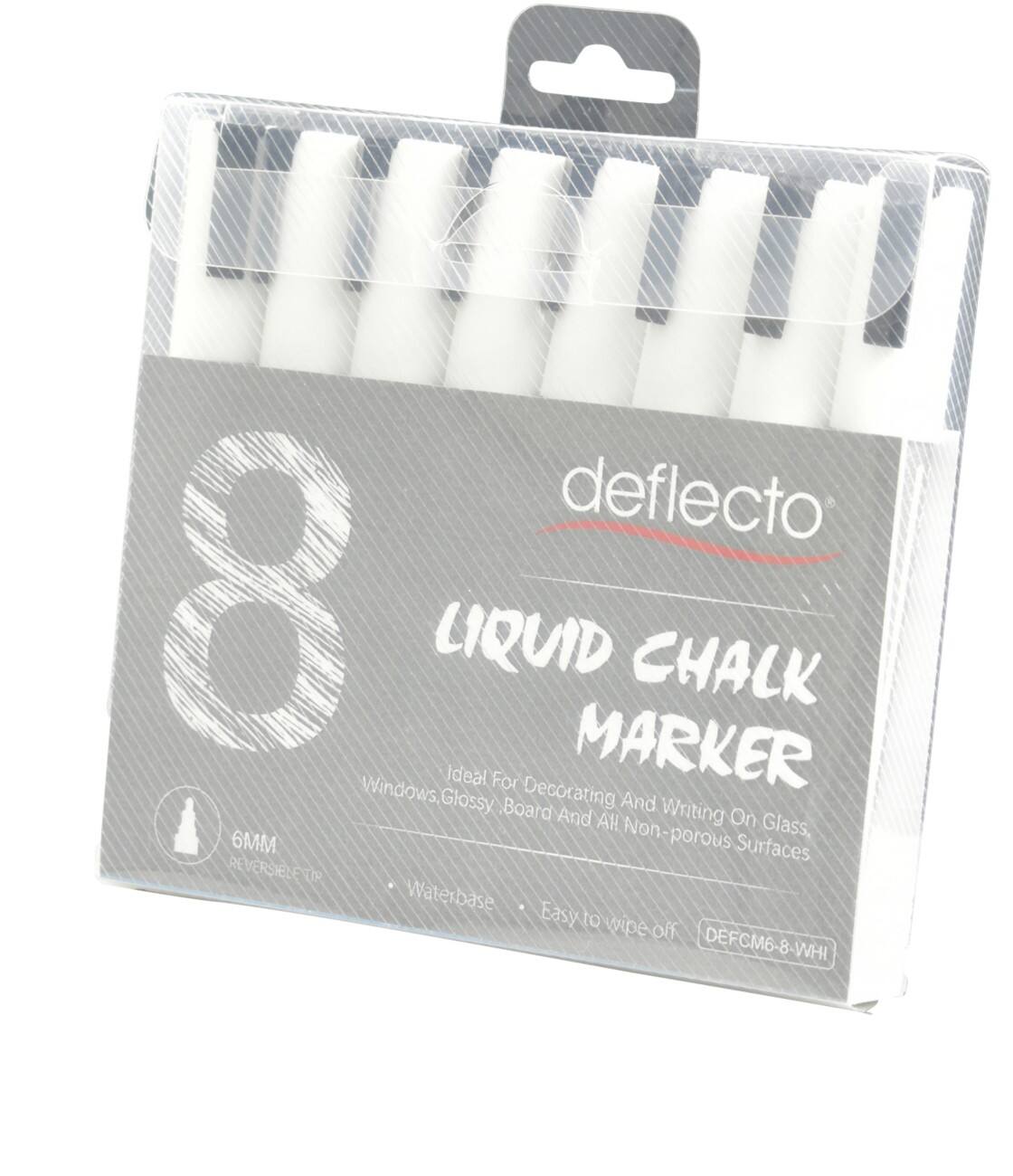 Deflecto Niet-permanent Krijtmarker Wit Breed Beitelpunt 6 mm 8 Stuks