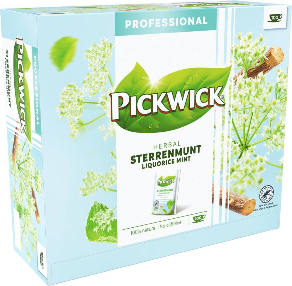 Pickwick Professional Thee Zakjes Zoethout en Pepermunt 100 Stuks