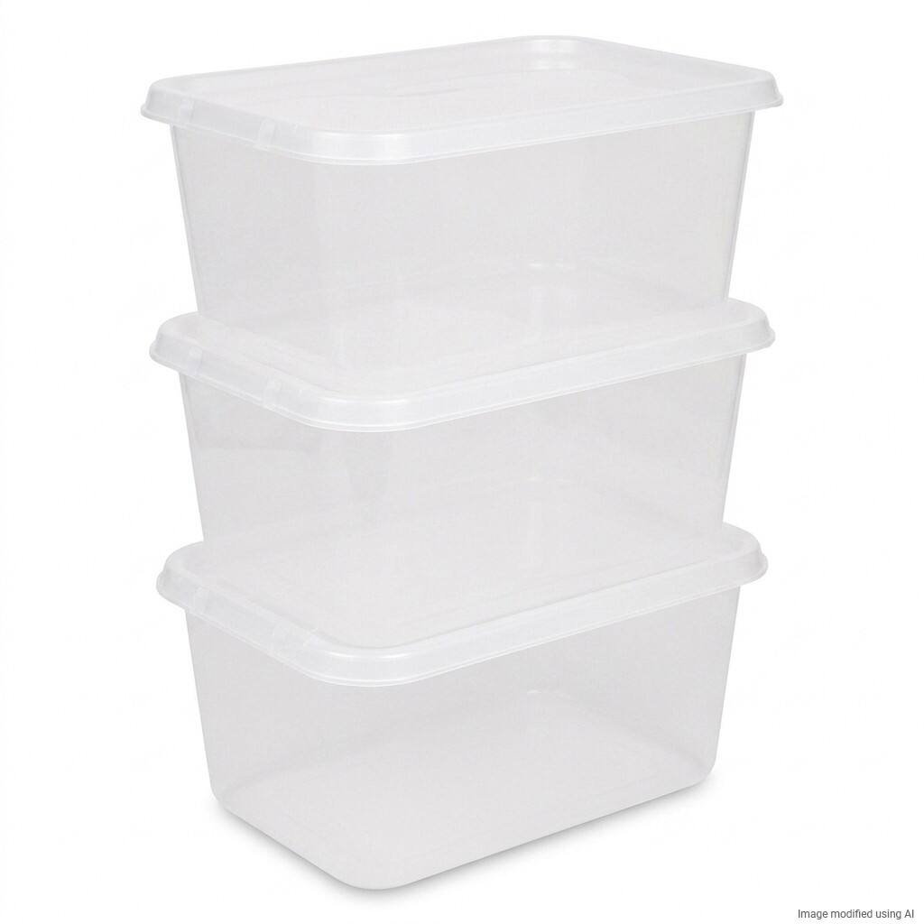 Viking Basic PP (Polypropeen) Opbergdoos 44 L Met deksel Transparant 3 x 5,9 x 3,85 cm 3 Stuks