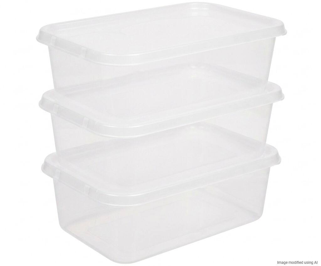 Viking Basic PP (Polypropeen) Opbergdoos 30 L Met deksel Transparant 2,15 x 5,9 x 3,85 cm 3 Stuks