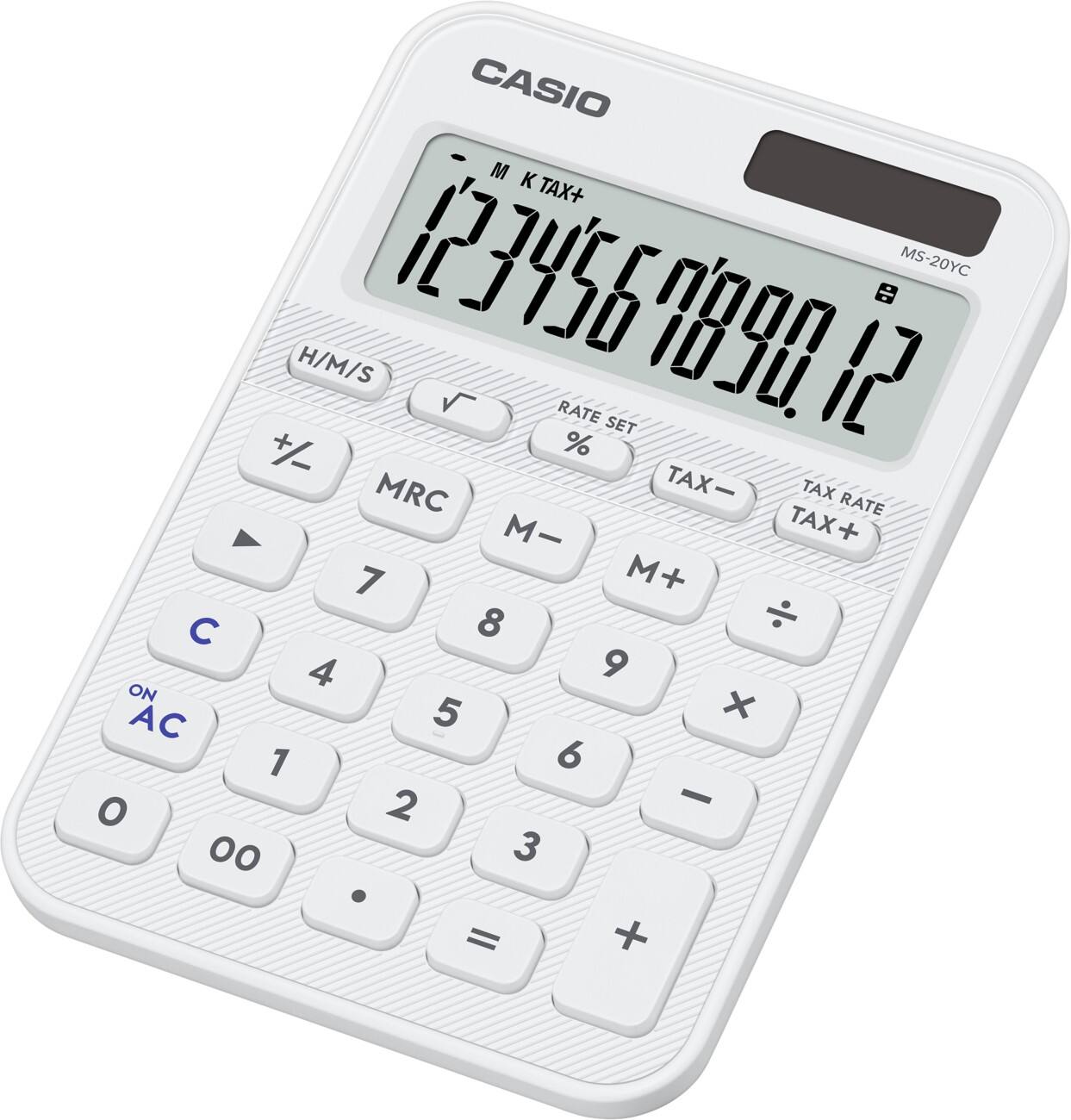 Casio Colorful Bureaurekenmachine 12-cijferig display Wit MS-20YC-WE