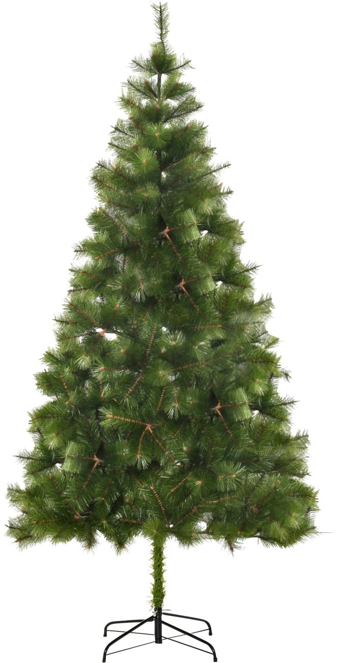HOMCOM Kunstkerstboom Zilveren accenten Groen 210 cm