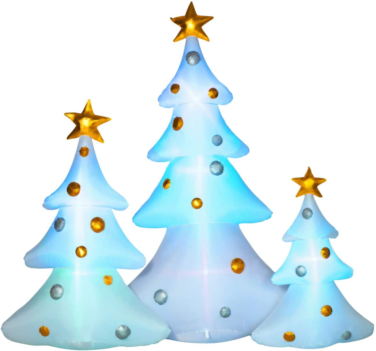 HOMCOM 3-delig Opblaasbare kerstversiering Boom-set met Blazer en LED-verlichting 239 x 77 x 210 cm