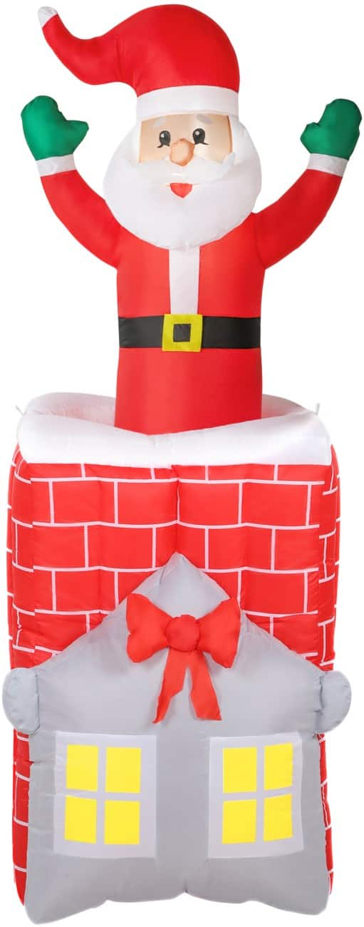 HOMCOM Opblaasbare kerstversiering Kerstman met Blazer en LED-verlichting 80 x 90 x 210 cm
