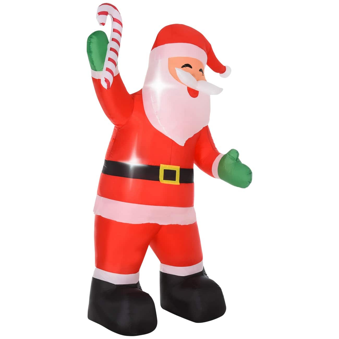 HOMCOM Opblaasbare kerstversiering Kerstman met zuurstok Blazer en LED-verlichting 125 x 95 x 243 cm