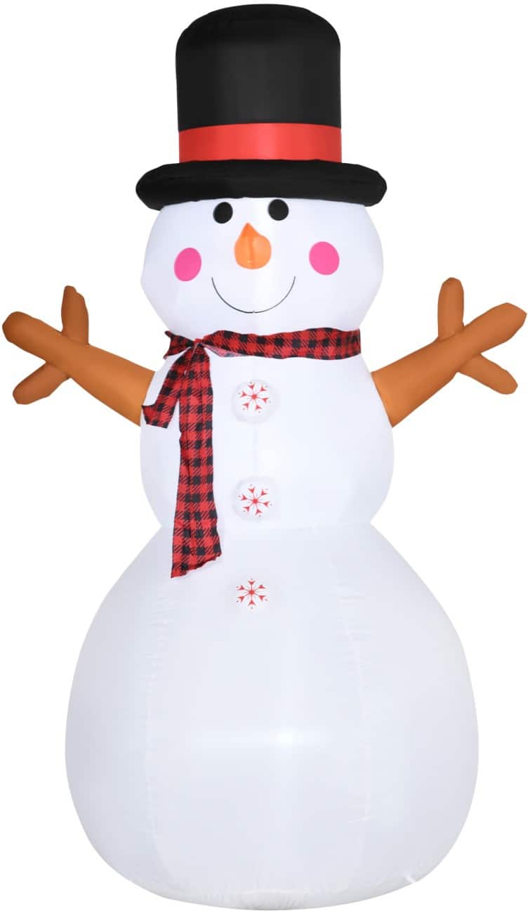HOMCOM Opblaasbare kerstversiering Sneeuwpop met Blazer en LED-verlichting 100 x 80 x 182 cm