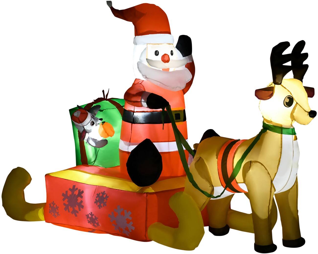 HOMCOM Opblaasbare kerstversiering Kerstman met Blazer en LED-verlichting 190 x 72 x 122 cm