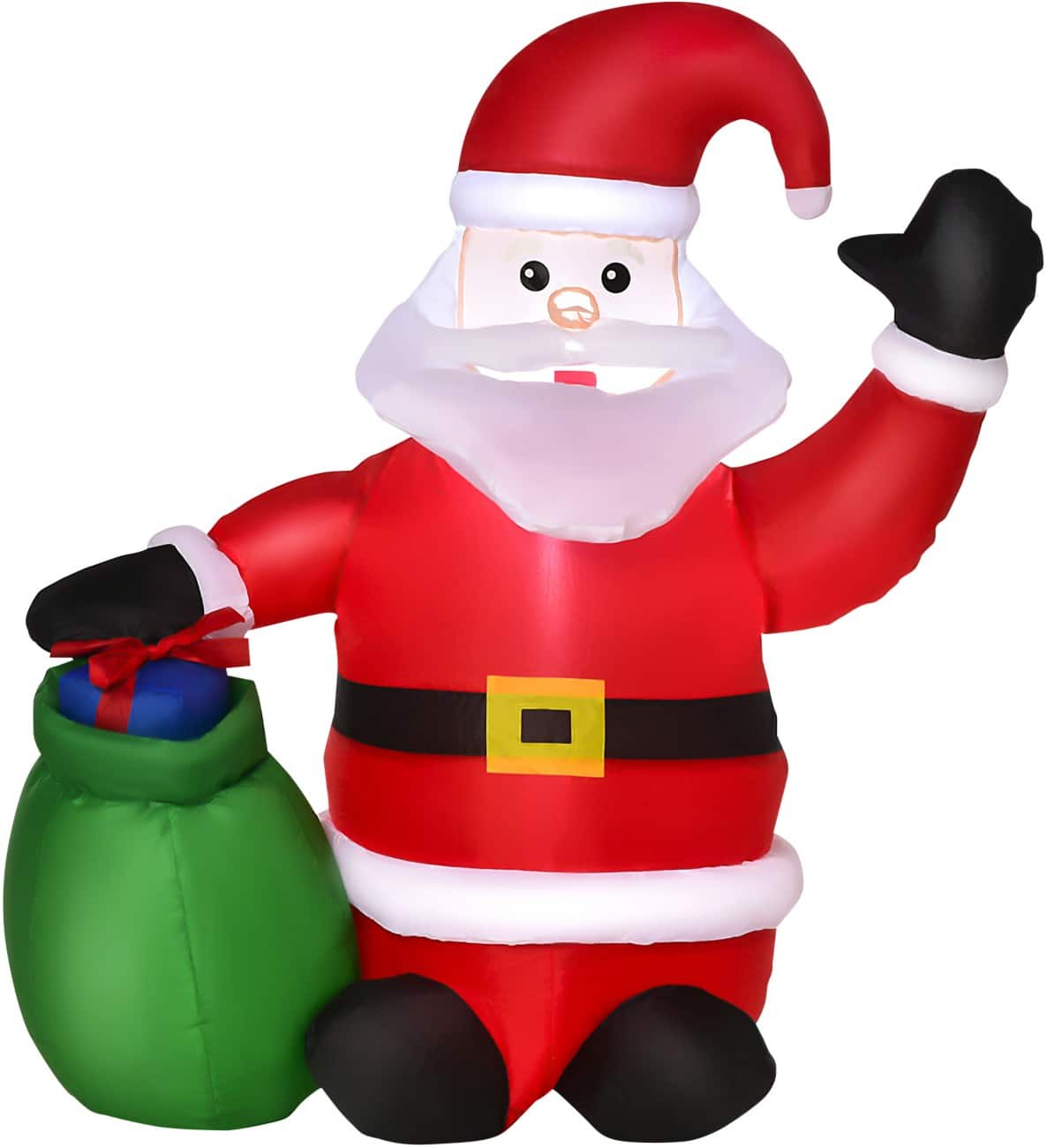 HOMCOM Opblaasbare kerstversiering Kerstman met cadeauzak Blazer en LED-verlichting 70 x 45 x 120 cm