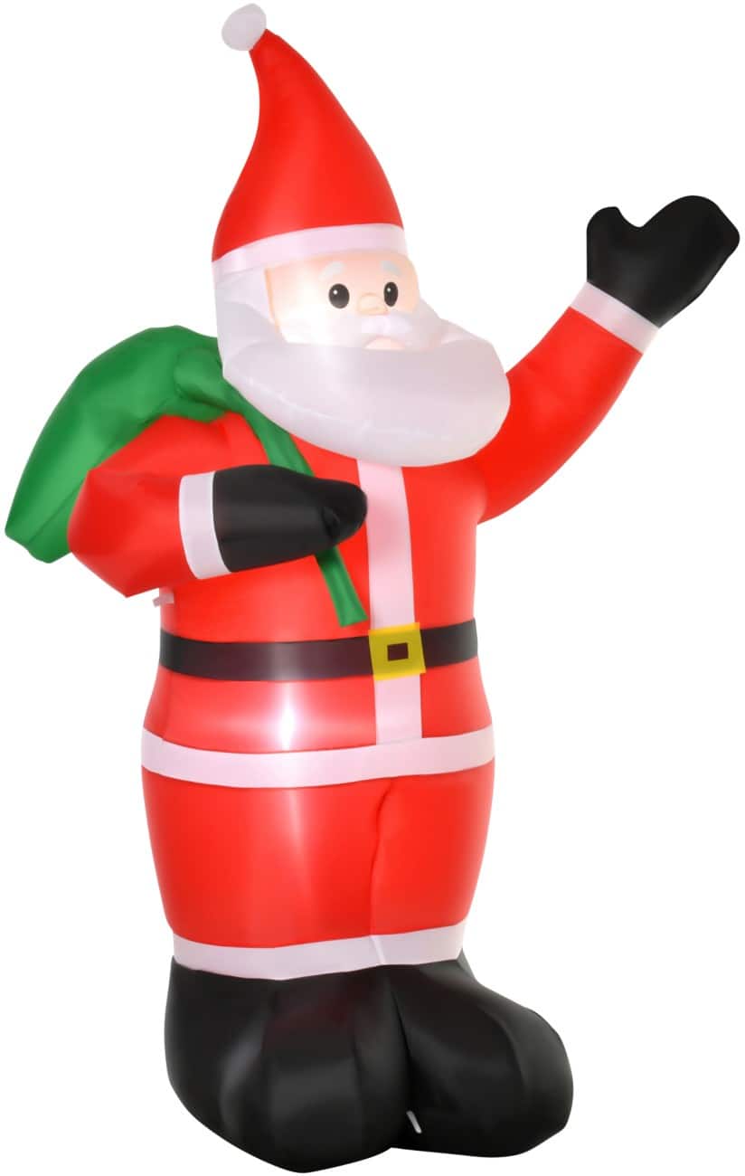 HOMCOM Opblaasbare kerstversiering Kerstman met Blazer en LED-verlichting 140 x 100 x 240 cm
