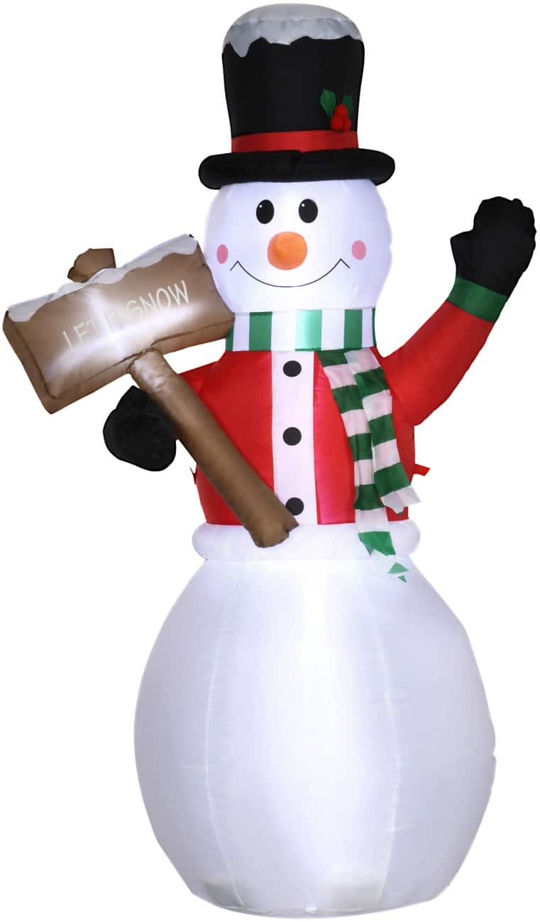 HOMCOM Opblaasbare kerstversiering Sneeuwpop met Blazer en LED-verlichting 103 x 70 x 180 cm