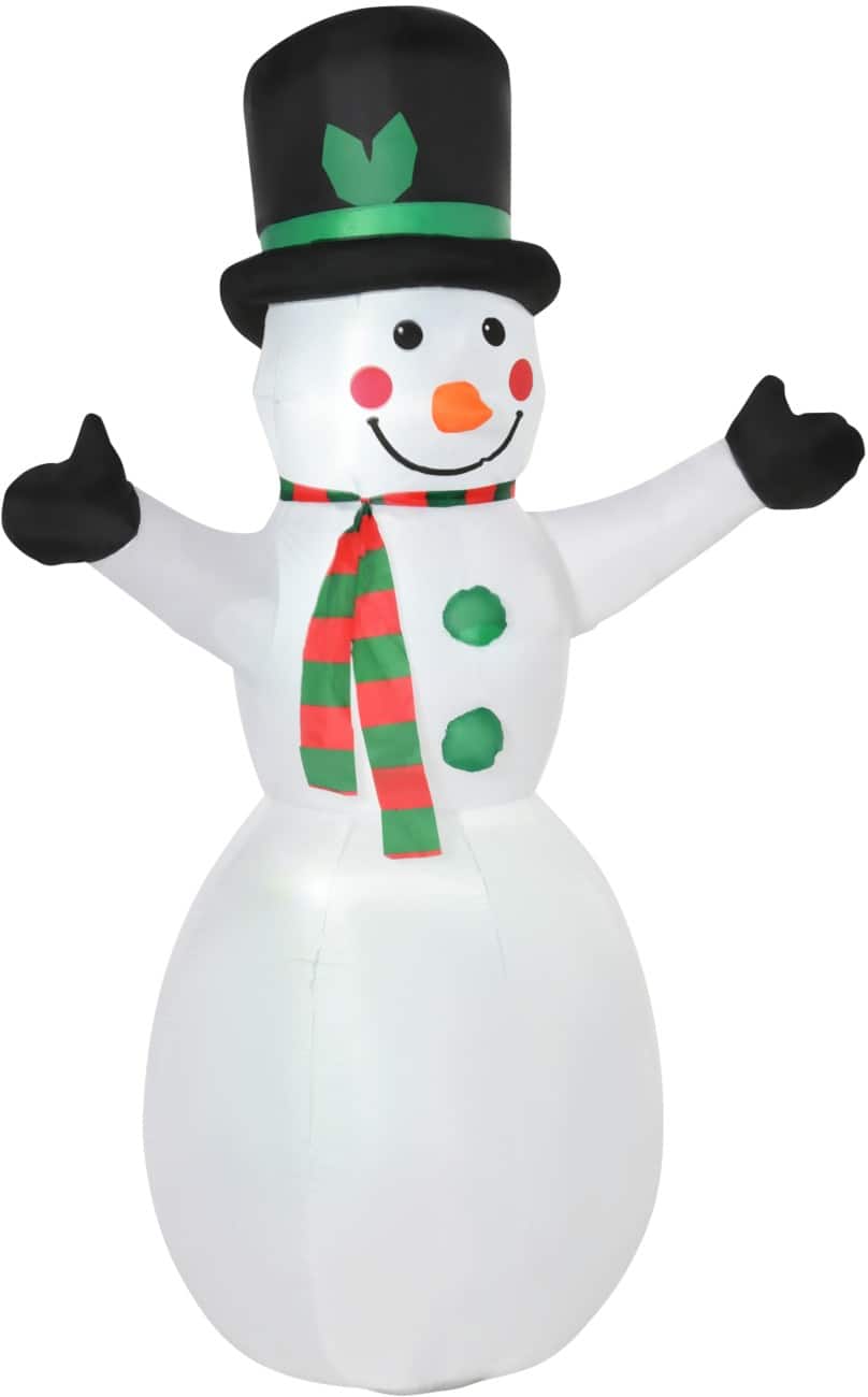 HOMCOM Opblaasbare kerstversiering Sneeuwpop met Blazer en LED-verlichting 130 x 72 x 193 cm