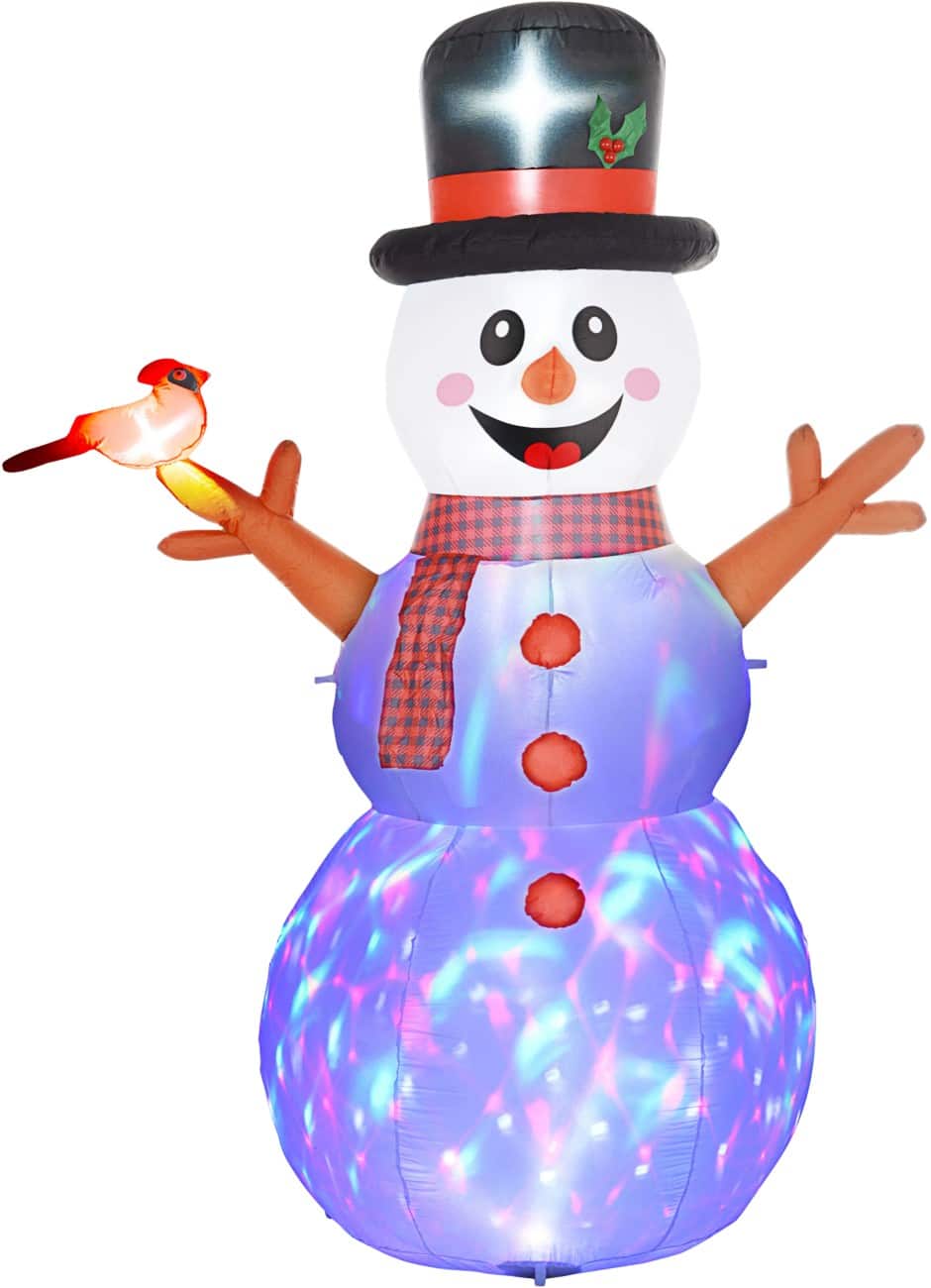 HOMCOM Opblaasbare kerstversiering Sneeuwpop met takken als armen Blazer en LED-verlichting 165 x 100 x 240 cm