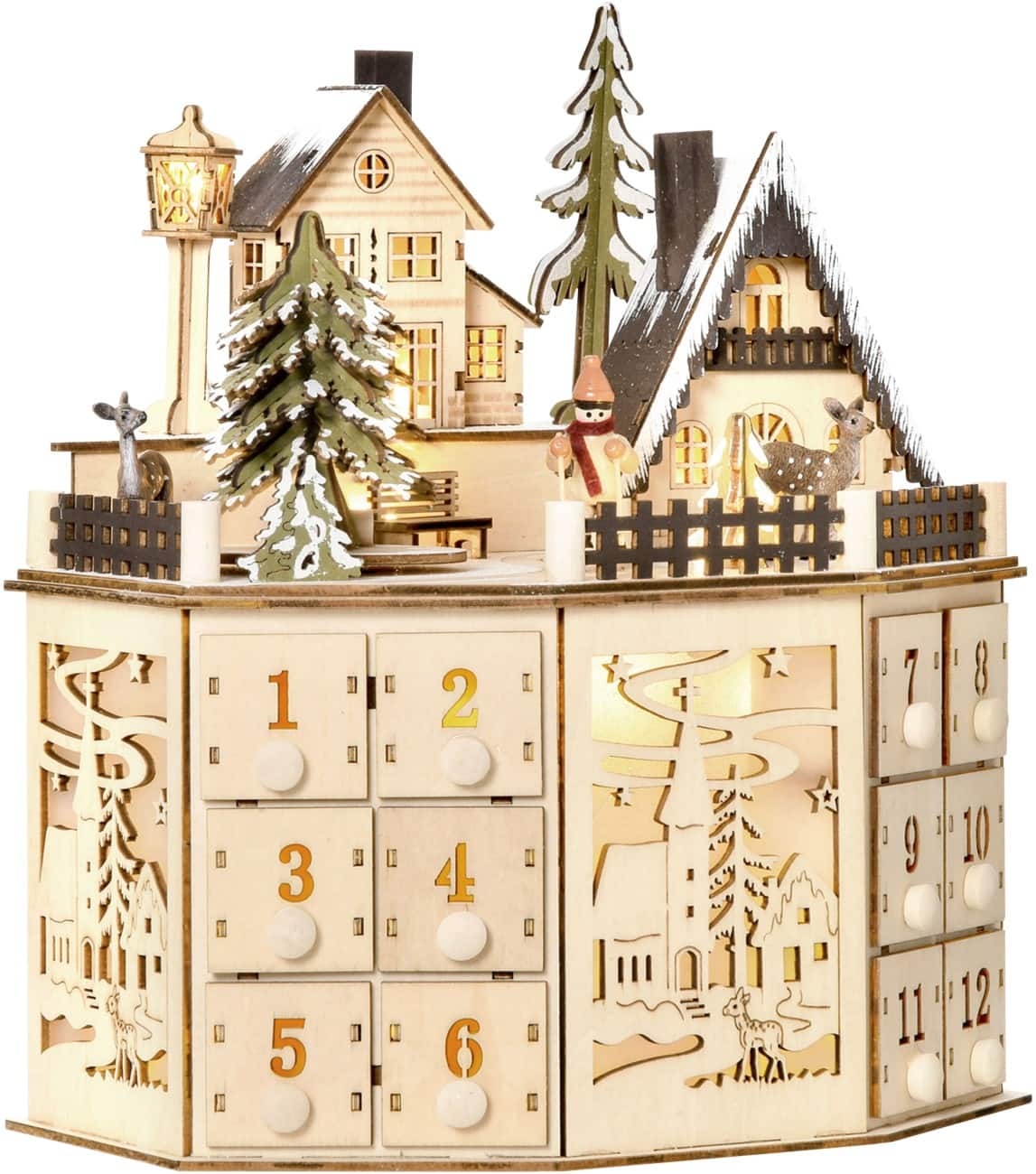 HOMCOM Hout LED Adventkalender 25 x 20 x 29 cm