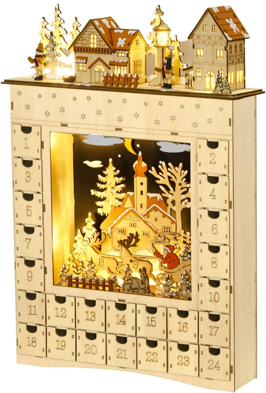 HOMCOM Hout Adventkalender 36 x 9 x 52 cm