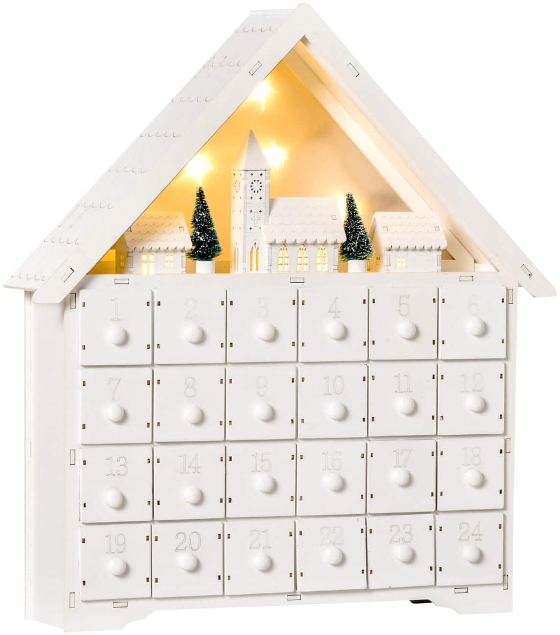 HOMCOM LED Adventkalender Huis Wit 39 x 9 x 42 cm