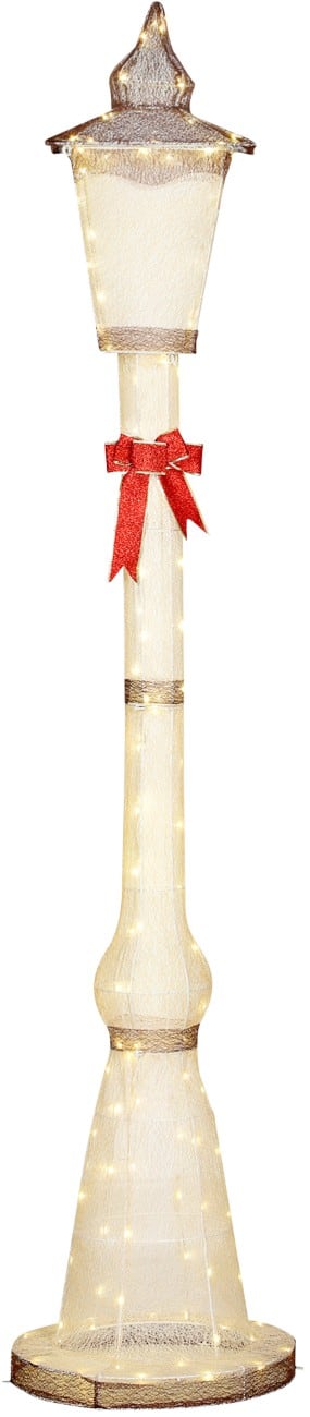 OutSunny LED Verlichte decoratie Kerst Lantaarnpaal Bruin, rood 215 cm
