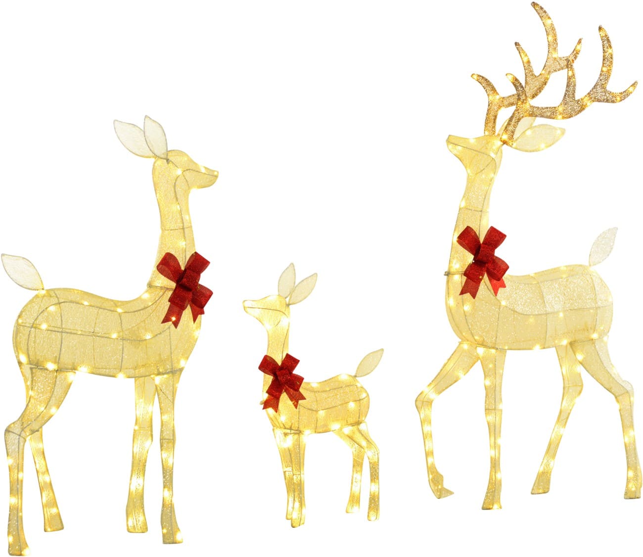 OutSunny LED Verlichte decoratie Rendierfamilie Zilver 134 cm