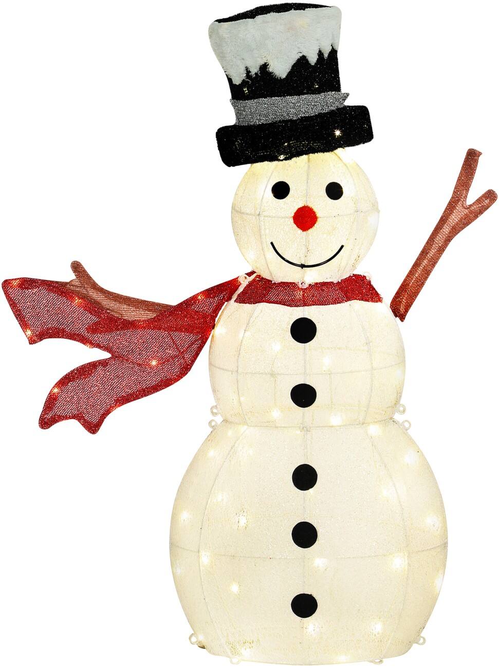 OutSunny LED Verlichte decoratie sneeuwpop Wit 90 cm