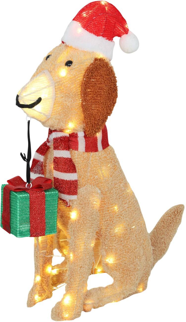 OutSunny LED Verlichte decoratie Kerstpuppy Buiten 70 cm