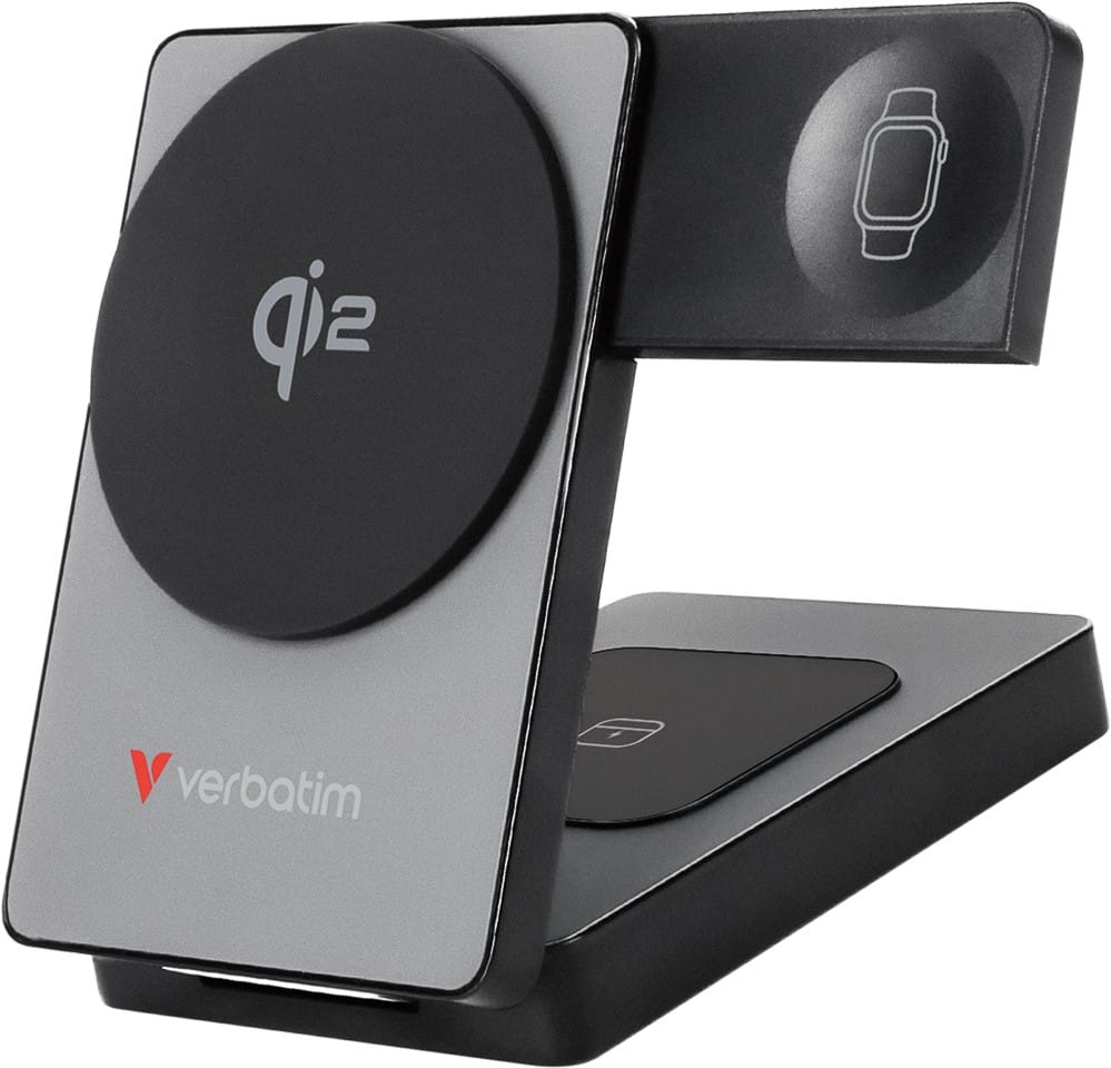 Verbatim Charge 'n Go Qi2 5000mAh 3-in-1 Magnetisch Draadloos Powerbank USB-C PD3.0 20W Grijs 32294