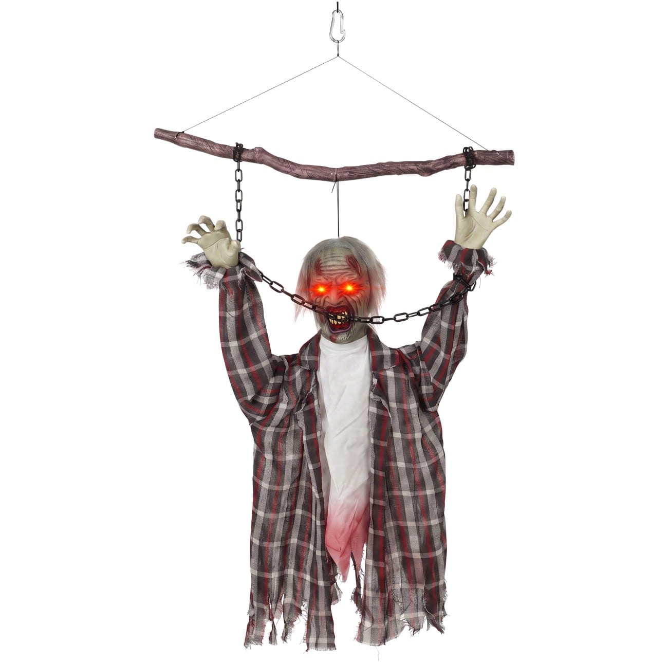 HOMCOM Zombie Halloween-versiering Polyester, Metaal Grijs, rood 80 x 16 x 110 cm