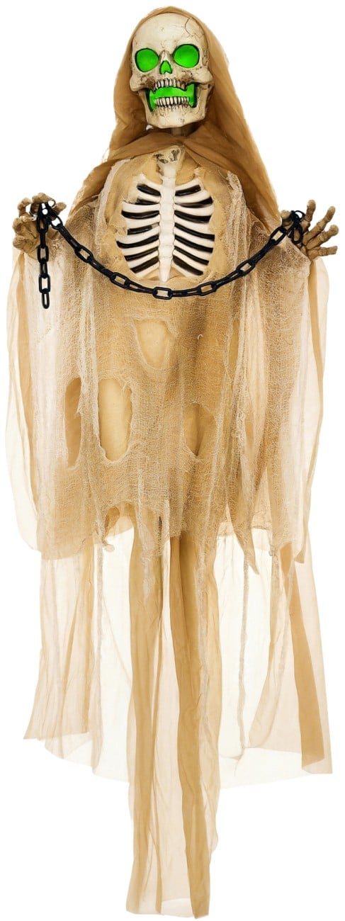 HOMCOM Skelet Halloween-versiering Polyester, Staal Kaki 70 (L) x 18 (B) x 183 (H) cm
