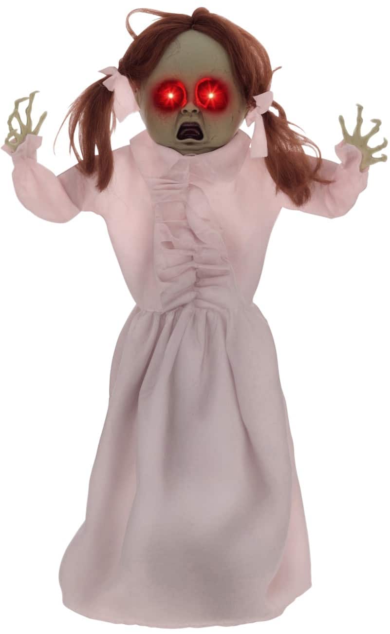 HOMCOM Meisjespop Halloween-versiering Polyester, Staal Roze 50 (L) x 15 (B) x 76 (H) cm