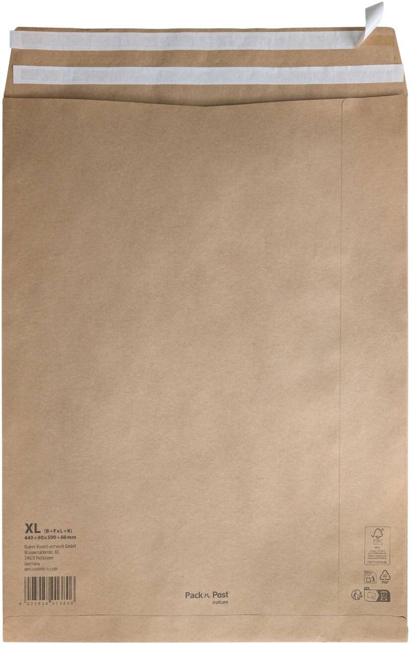 Gusset Kleefstrip Verzendzak Bruin Zonder venster 90 g/m² 150 Stuks