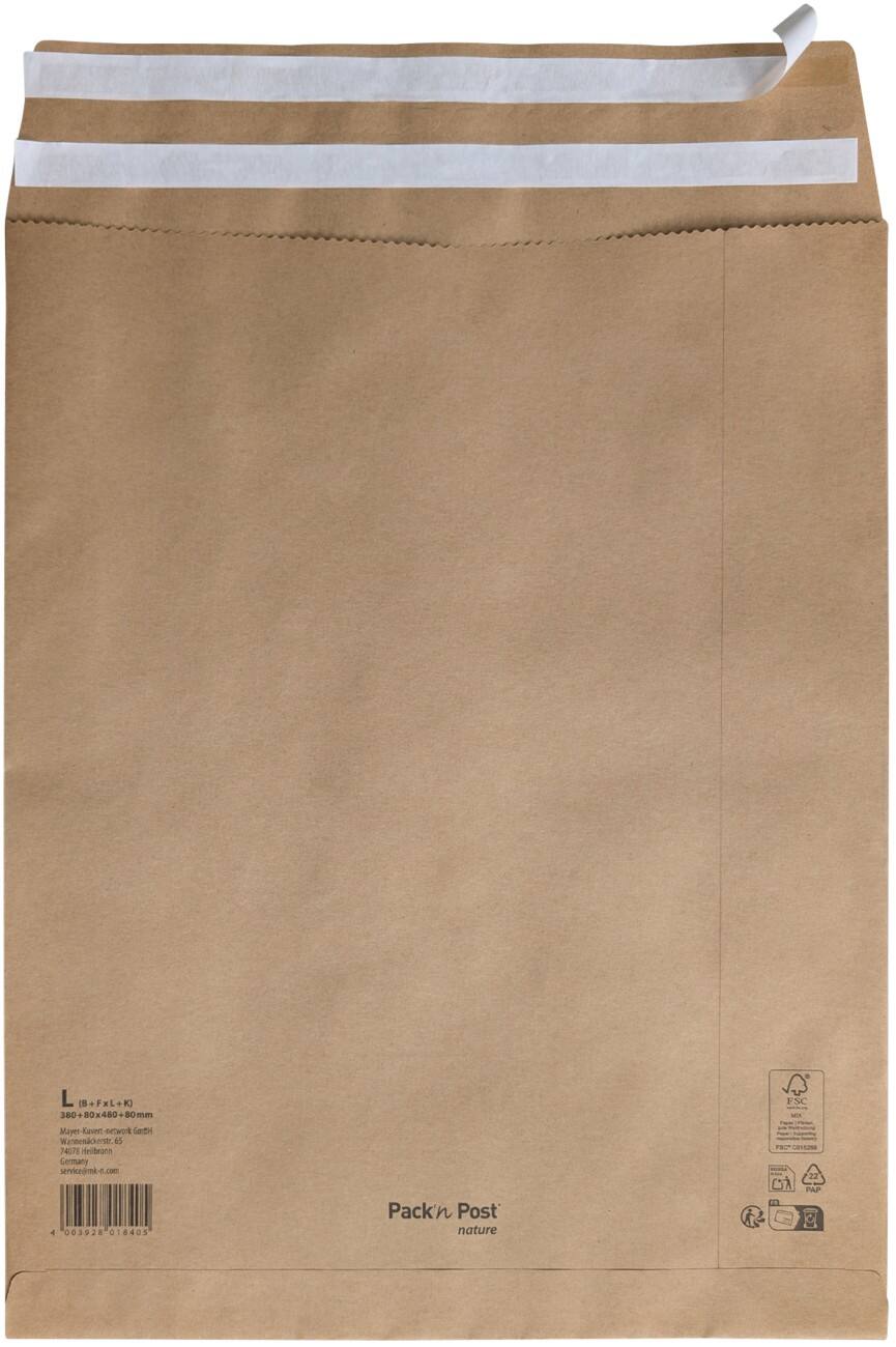 Gusset Kleefstrip Verzendzak Bruin Zonder venster 90 g/m² 2000 Stuks