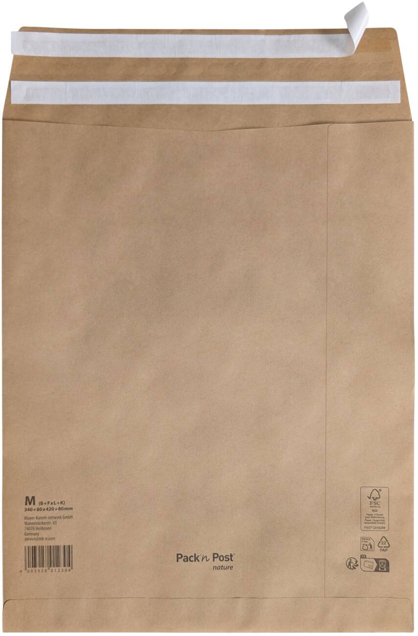 Gusset Kleefstrip Verzendzak Bruin Zonder venster 90 g/m² 250 Stuks