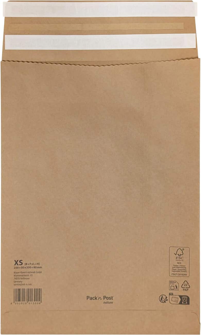 Gusset B4 Kleefstrip Verzendzak Bruin Zonder venster 100 g/m² 250 Stuks