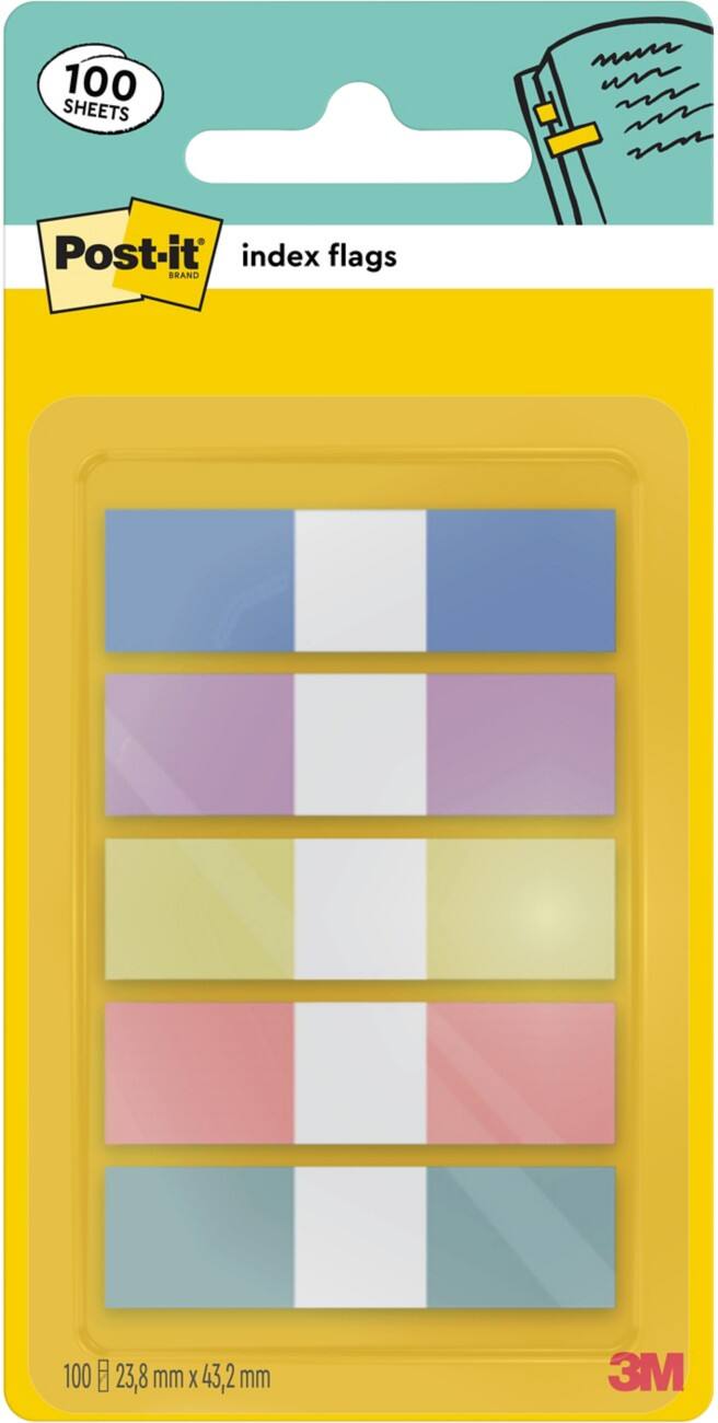 Post-it Indexen Rechthoekig 6,985 x 13,97 x 0,07 cm Pastel Multikleur 100 Stuks