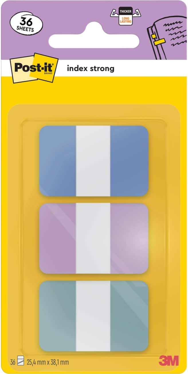 Post-it Indexen Rechthoekig 6,985 x 13,97 x 0,07 cm Pastel Multikleur Pastelblauw, Paars en Groen 36 Stuks