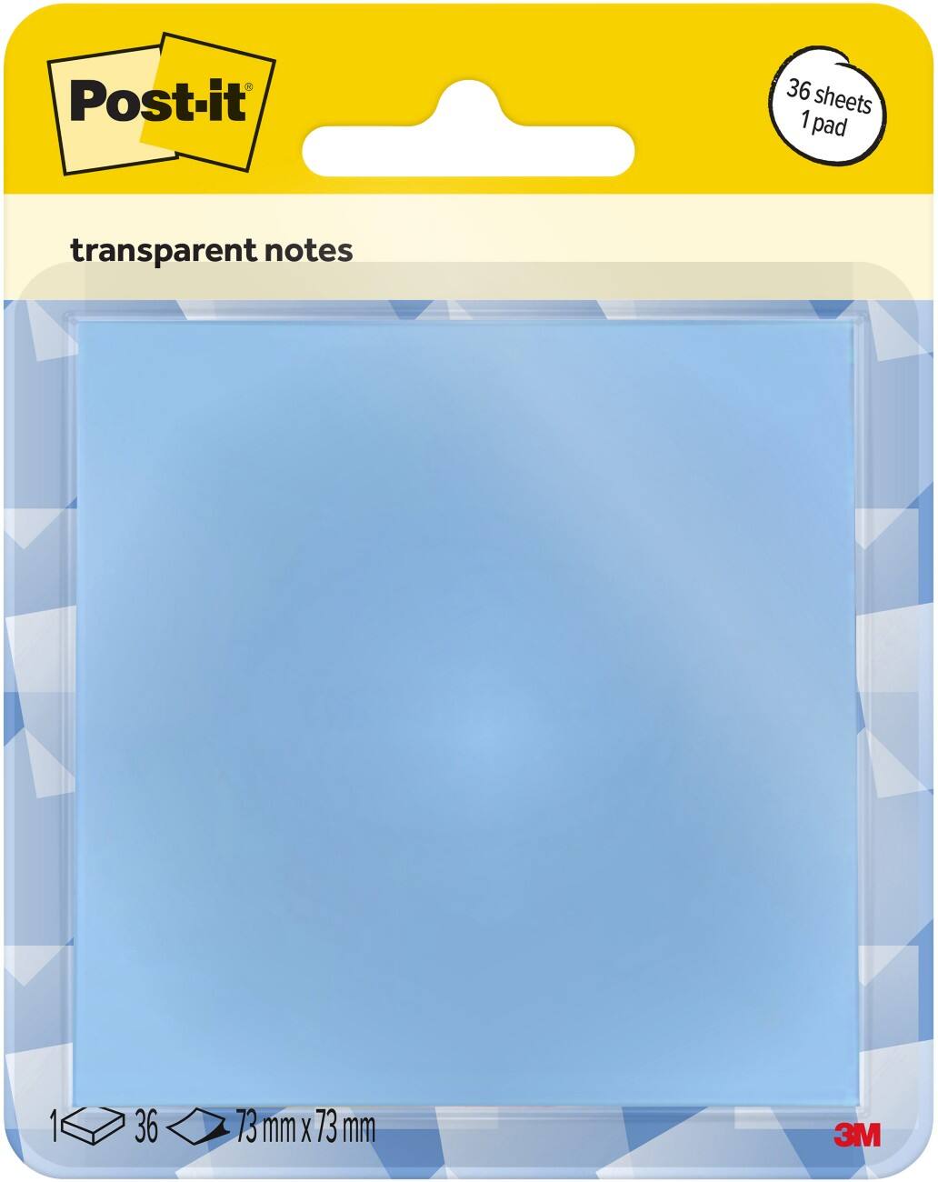 Post-it Zelfklevende memoblaadjes Vierkant 95,25 x 8,89 mm Transparant Pastelblauw