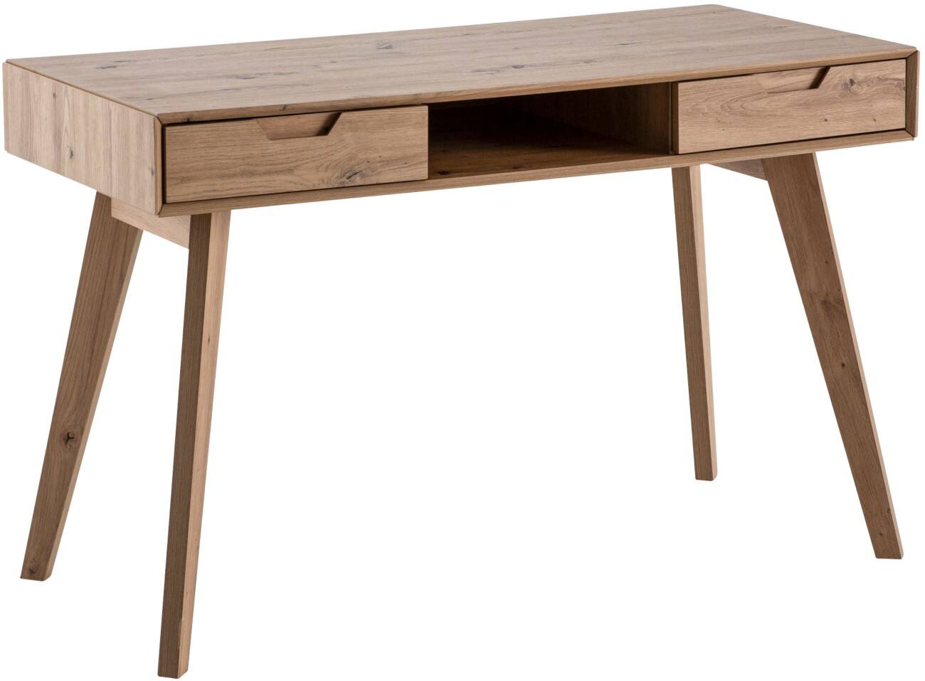 WOHNLING Bureau Rechthoekig Bruin Eiken 4 Voeten 2 Lades 1,200 (B) x 550 (D) x 770 (H) mm MDF (Medium-density fibreboard)