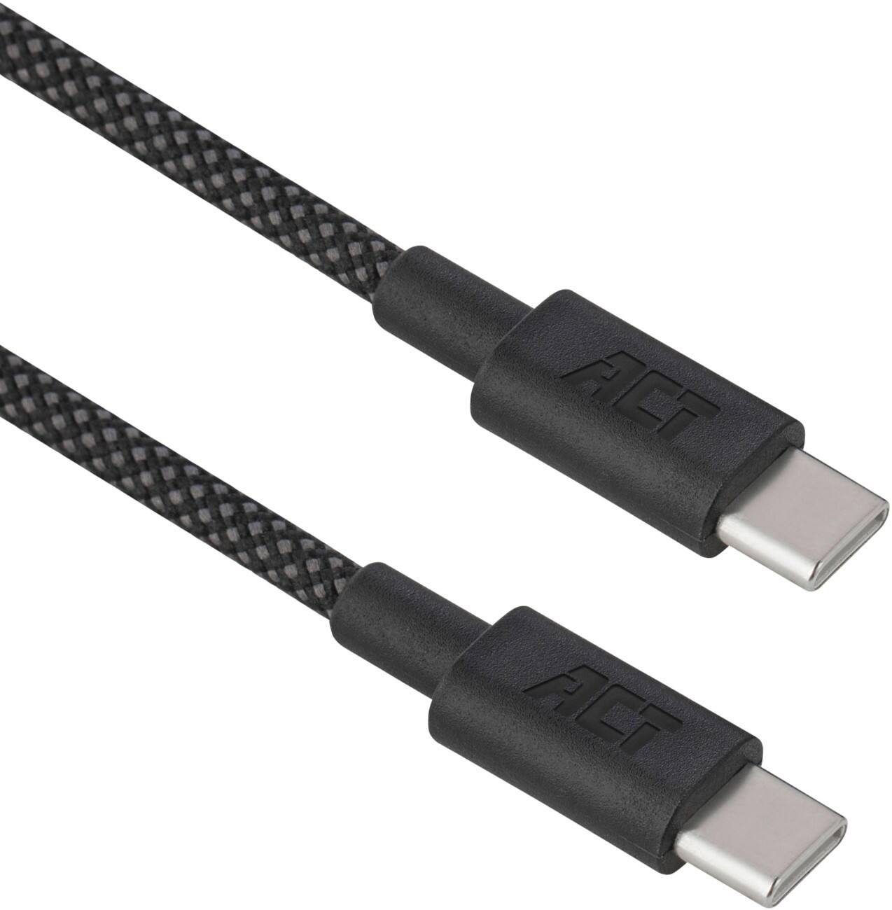 ACT USB 2.0 2 m USB-C-kabel 60W PD Gevlochten Zwart AC3083