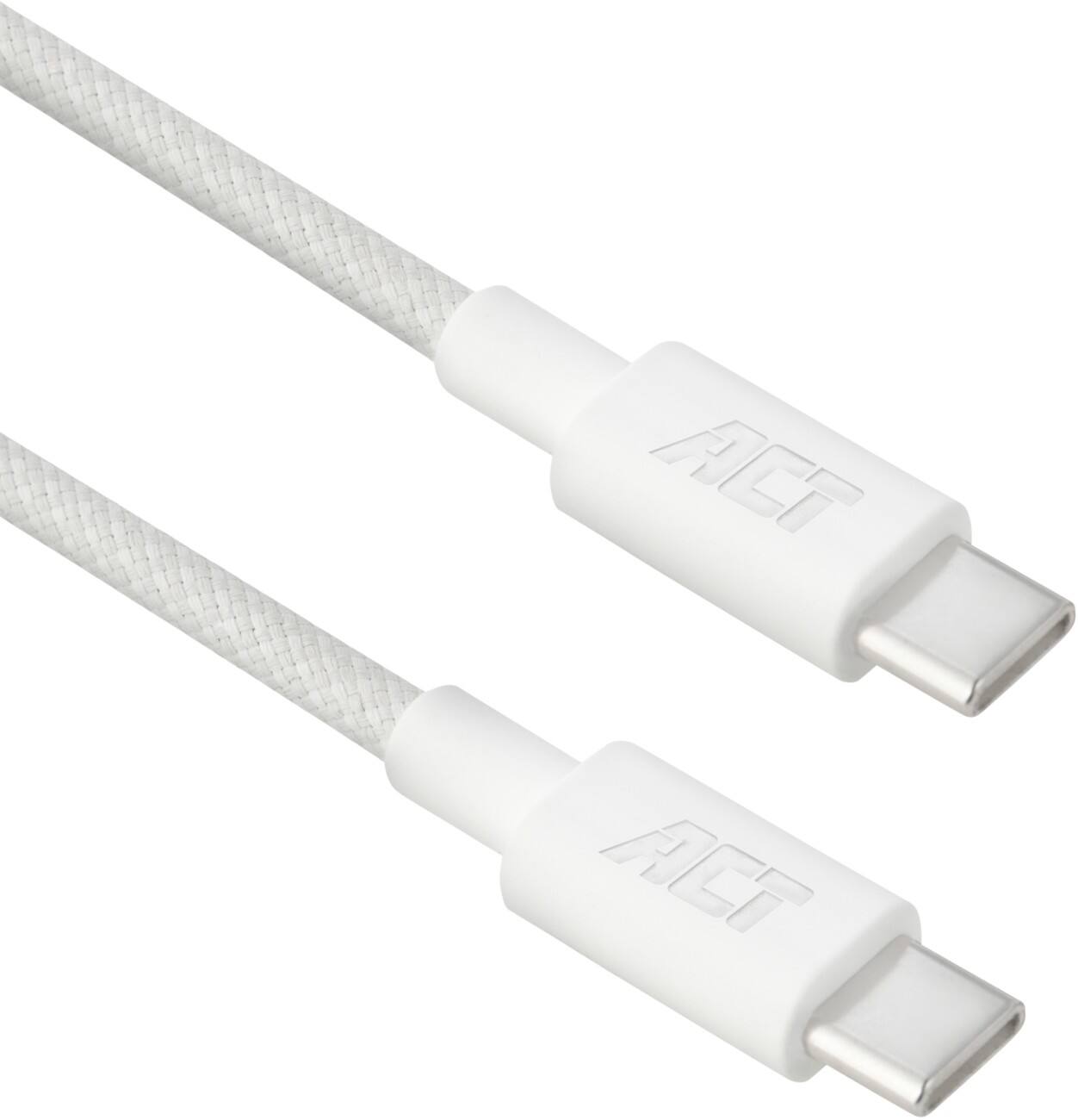 ACT USB 2.0 1 m USB-C-kabel 60W PD Gevlochten Wit AC3080