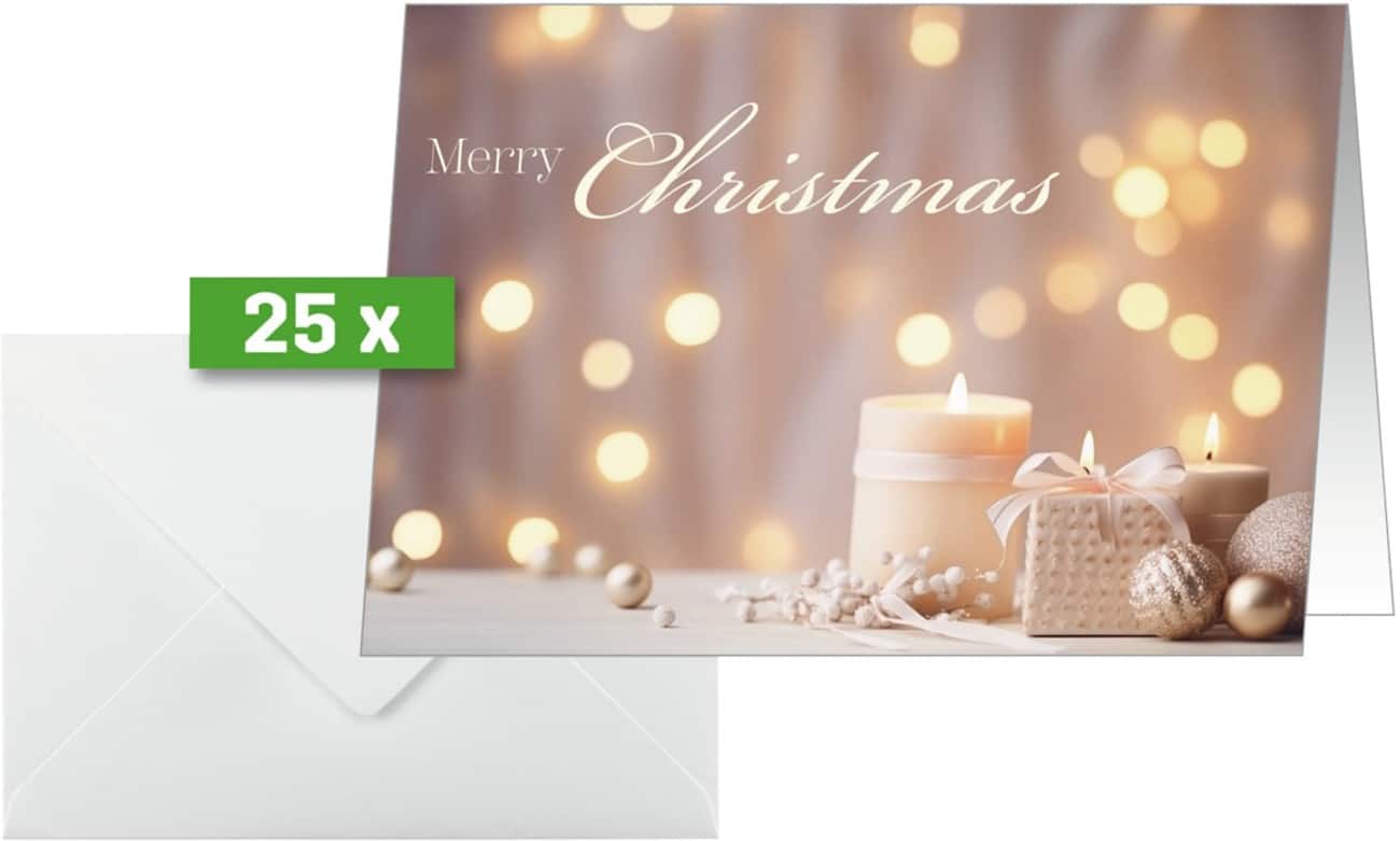 Sigel Kaarsen Kerstkaart 2 x 21,1 cm Beige 50 Stuks
