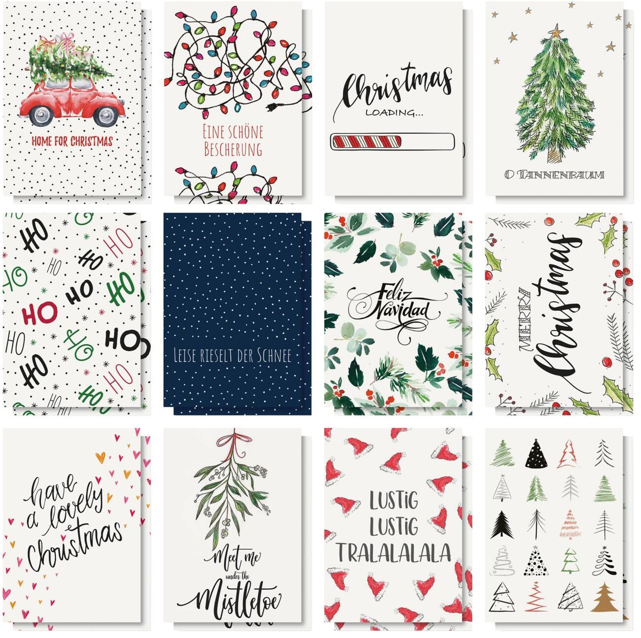 Sigel Kerstmotieven en spreuken Kerstkaart 0,9 x 14,8 cm Wit 24 Stuks
