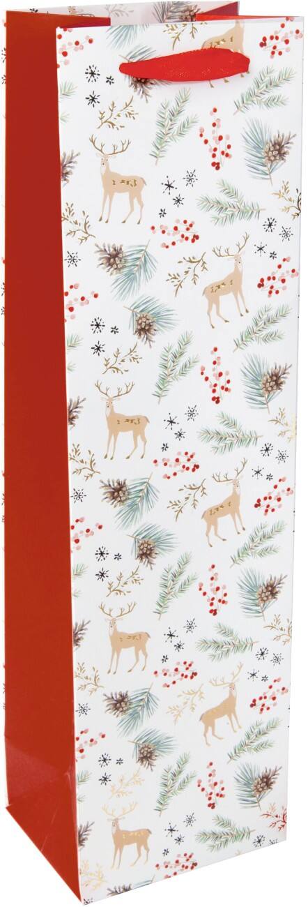 Sigel Geschenktas Kerstmis Fles Wit Karton, Kunststof 10 x 35 x 8 cm 5 Stuks