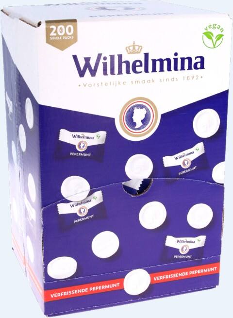 Wilhelmina Pepermunt Snoep Dispenserdoos 200 Stuks