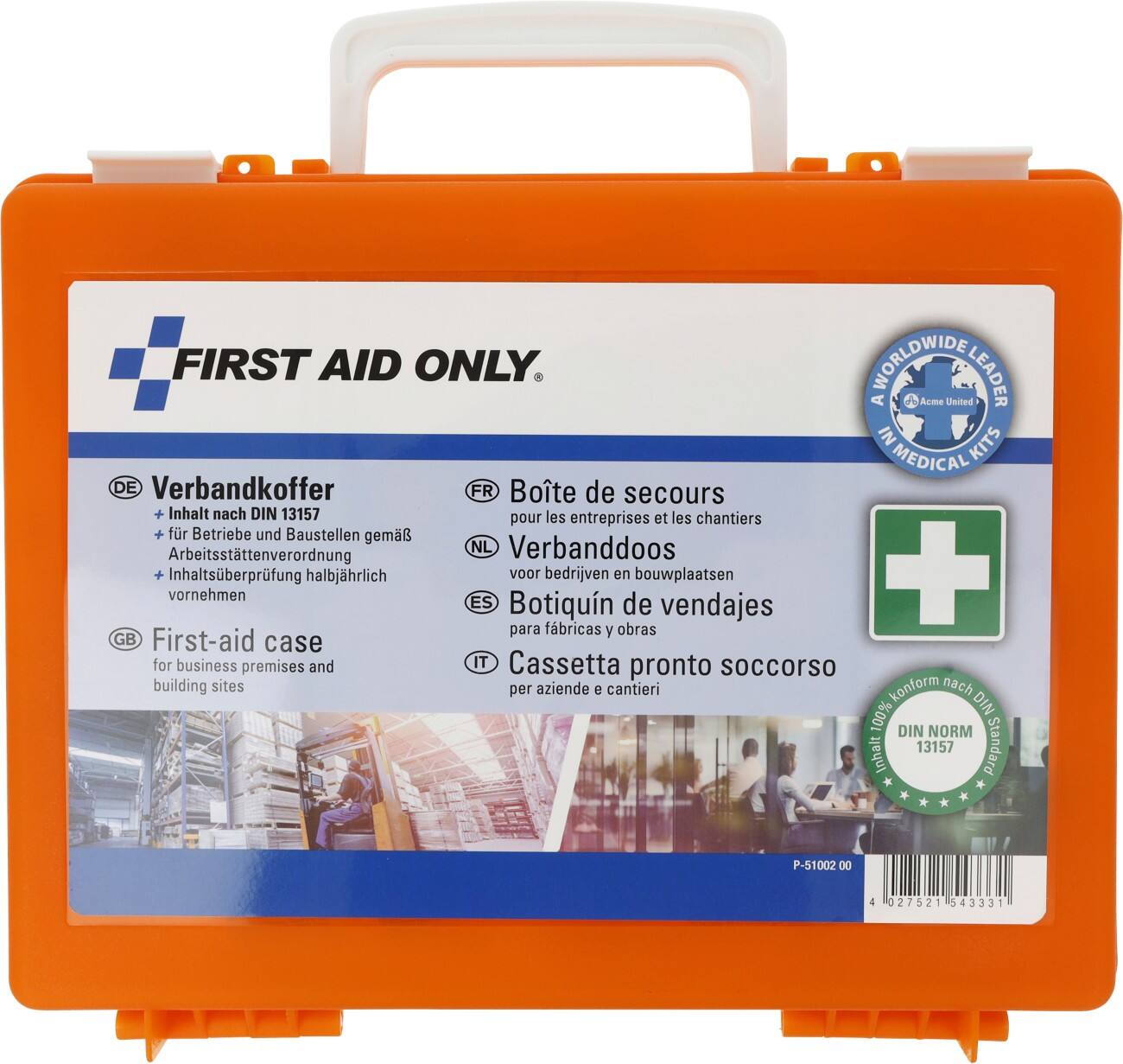 EHBO-set „First Aid Only“ oranje met Handgreep DIN 13157