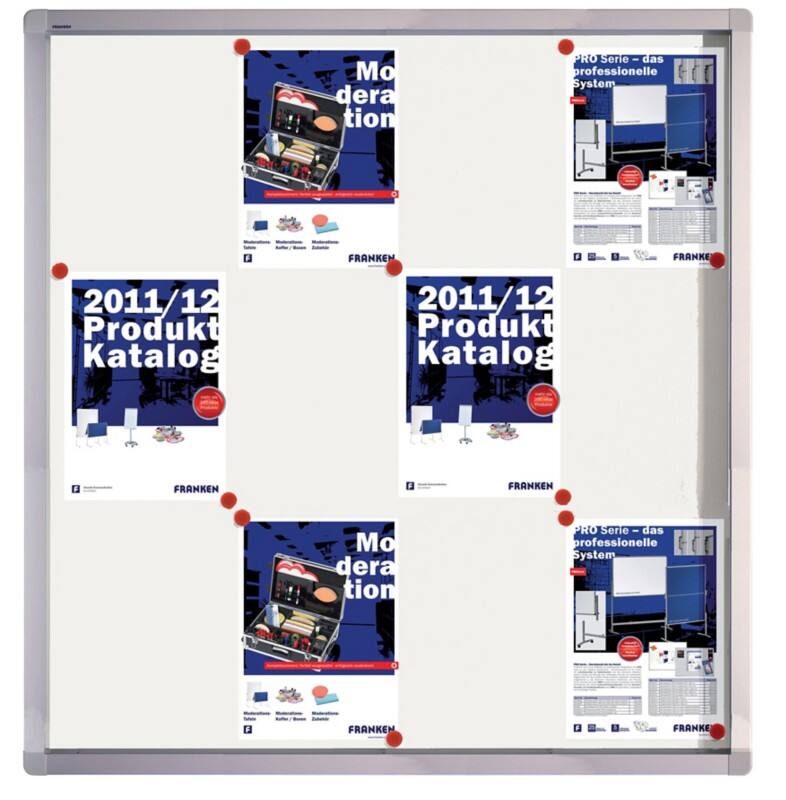 Franken Premiumline 12 x A4 Vergrendelbaar notitiebord Wandmontage Zilver Niet-klevend 980 mm (B) x 1011 mm (H)