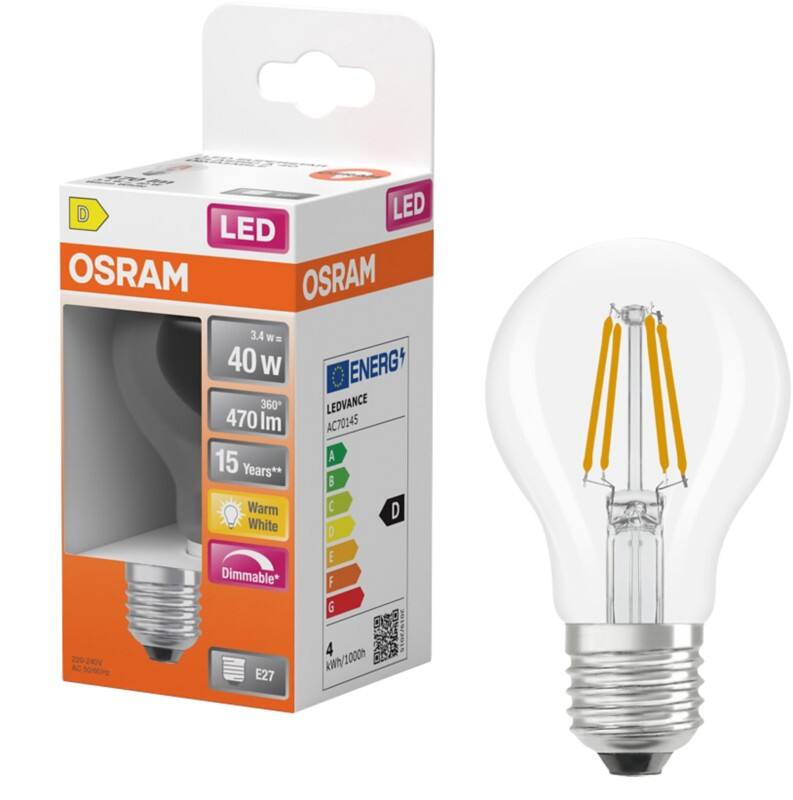 Osram Retrofit CLASSIC Lichtbron Helder E27 3,4 W Warmwit