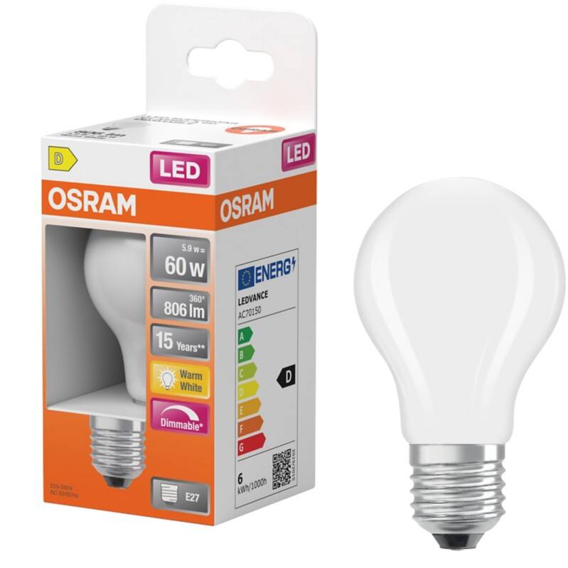 Osram Retrofit CLASSIC Lichtbron Frosted E27 3,4 W Warmwit
