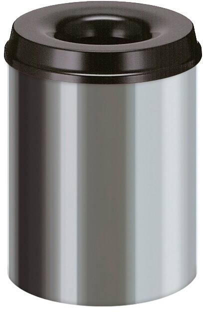 V-PART Brandveilige prullenbak 15 L Zilver, zwart Metaal