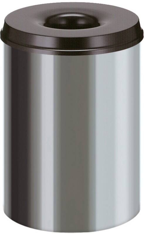 V-PART Brandveilige prullenbak 30 L Zilver, zwart RVS (Roestvrij staal)